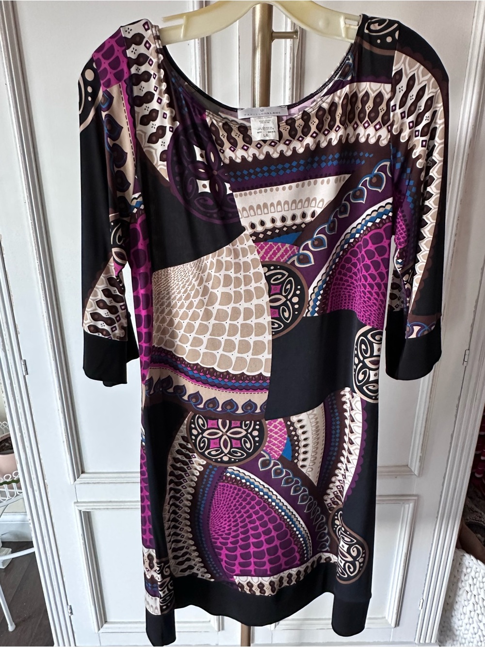 Papillon Blanc Purple, Black and Cream Printed Tunic